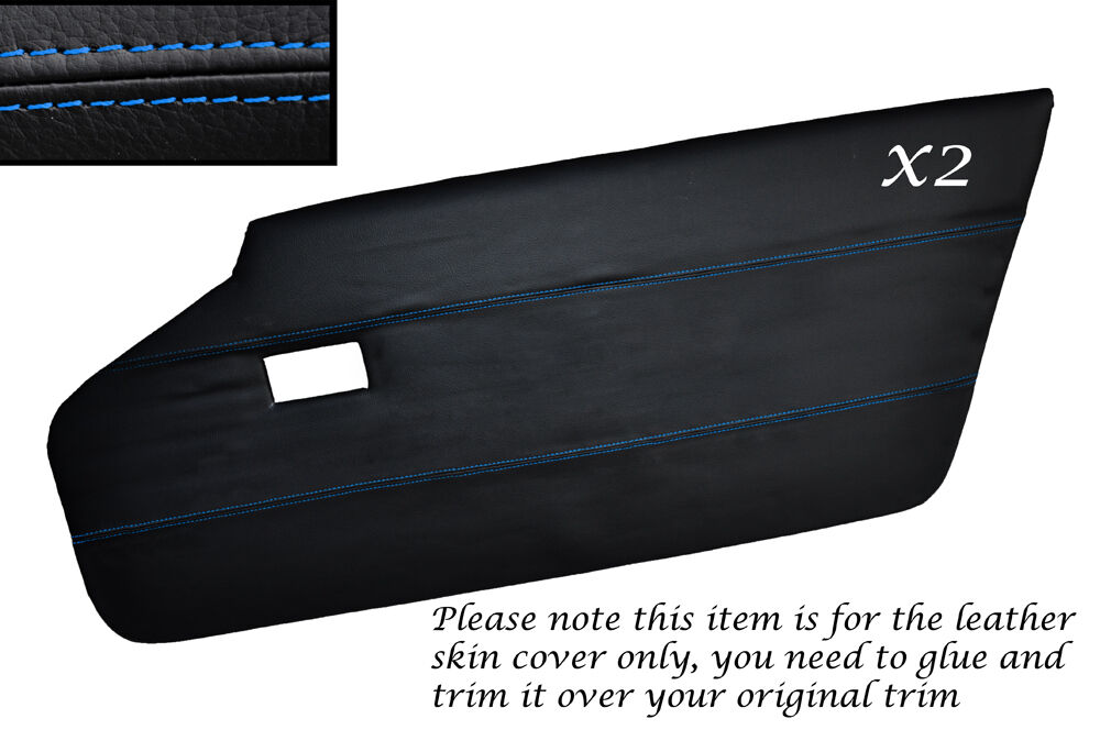 BLUE STITCH 2X FULL DOOR CARD LEATHER SKIN COVER FITS LOTUS ELAN +2 67-75
