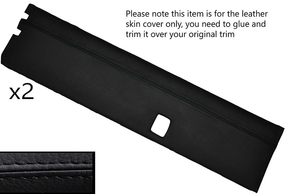 BLACK  STITCH 2X TOP DOOR CARD SKIN COVER FITS LANDROVER SERIES 2A 3 STYLE 2