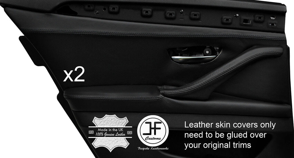 BLACK STITCH 2X REAR DOOR CARD TRIM REAL LEATHER COVERS FOR BMW F10 F11 10-16