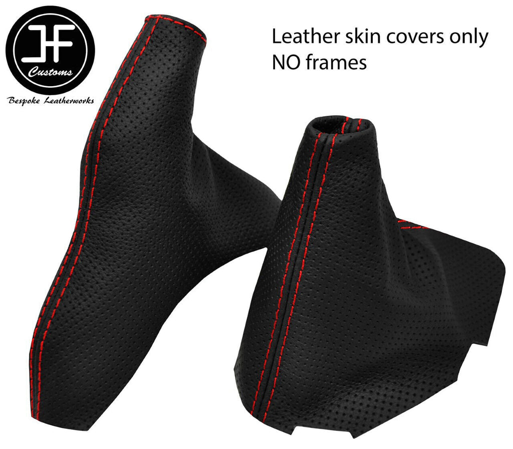 RED STITCH PERFORATE LEATHER GEAR-HANDBRAKE GAITER FOR HONDA CIVIC MK9 12-15