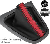 BLACK & RED STRIPE TOP GRAIN LEATHER GEAR GAITER FITS TOYOTA AURIS 2007-2011