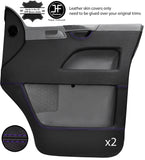 PURPLE STITCH 2X FRONT DOOR CARD LEATHER COVERS FOR VW T5 TRANSPORTER CARAVELLE