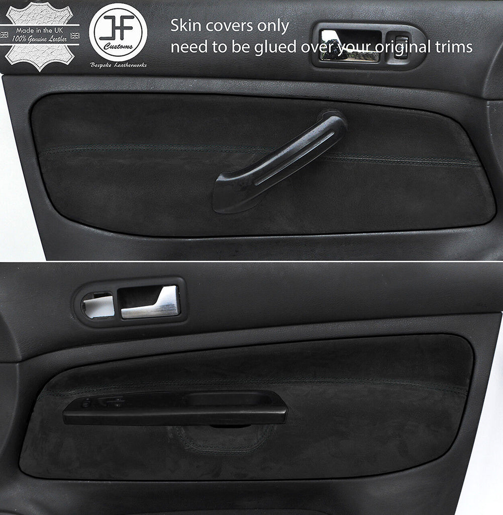 BLACK STITCH 2X FRONT DOOR CARD SUEDE COVER FOR VW GOLF MK4 98-05 3 DOOR STYLE2