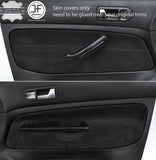 BLACK STITCH 2X FRONT DOOR CARD SUEDE COVER FOR VW GOLF MK4 98-05 3 DOOR STYLE2