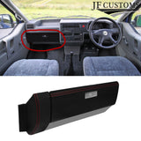 RED STITCH LEATHER GLOVE BOX & END TRIM PANEL COVERS FOR VW T4 TRANSPORTER