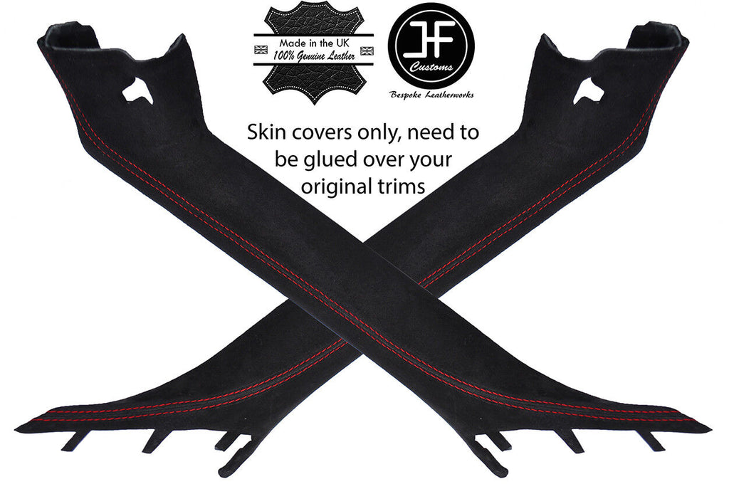RED STITCHING 2X A PILLAR REAL SUEDE COVERS FITS BMW Z4 E89 2009-2017 CUSTOM NEW
