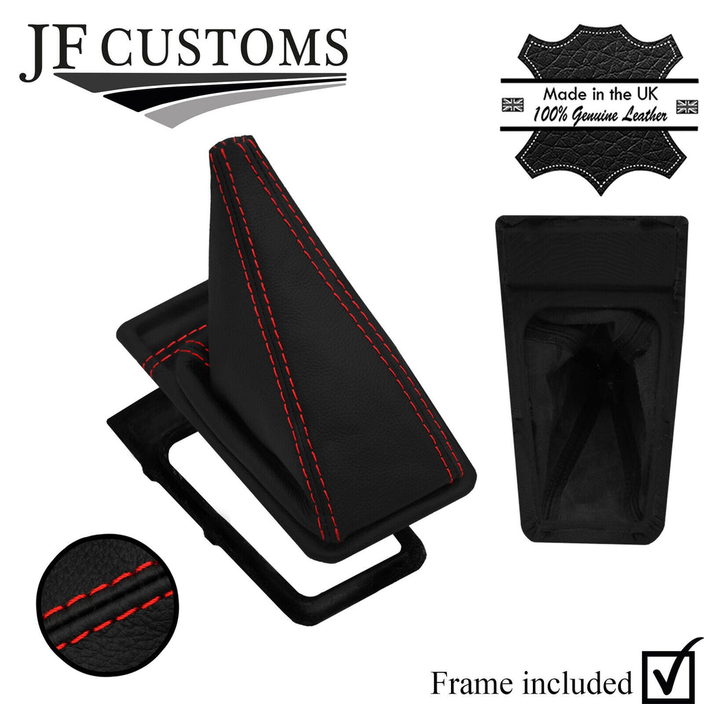 RED STITCH LEATHER GEAR GAITER + FRAME FOR VW GOLF MK2 GTI G60 RALLYE STYLE2