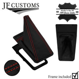 RED STITCH LEATHER GEAR GAITER + FRAME FOR VW GOLF MK2 GTI G60 RALLYE STYLE2