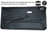 BLUE STICH 2X FRONT FULL DOOR CARD LEATHER COVER FOR FORD FIESTA MK2 XR2 EARLY
