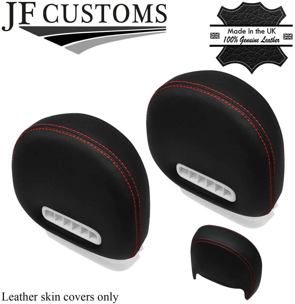RED STITCH 2X HEADREST REAL LEATHER COVERS FITS MERCEDES SLK R171 04-11