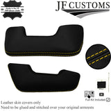 YELLOW STITCH & CROSS STITCH LEATHER 2X DOOR HANDLE COVERS FOR TRIUMPH TR7 76-82