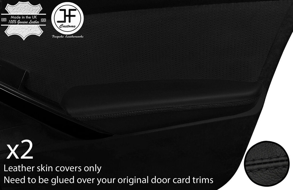 BLACK STITCH 2X DOOR ARMREST REAL LEATHER COVERS FOR NISSAN ALTIMA COUPE 08-12