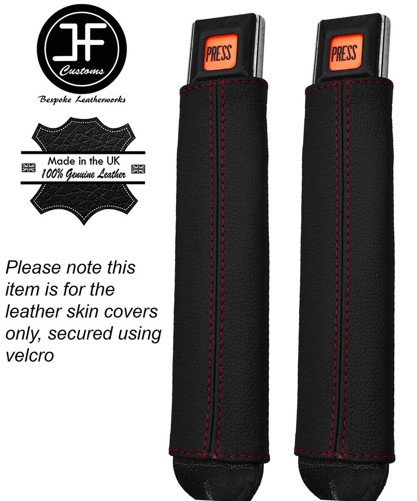 RED STITCHING 2X SEAT BELT STALK LEATHER COVERS FITS JEEP WRANGLER YJ 87-90