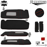 DARK RED CROSS STITCH LEATHER 2X SUN VISOR COVERS FOR AUDI A4 B7 2005-2008