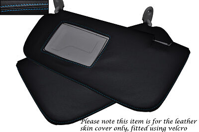 BLUE STITCH FITS MITSUBISHI L200 WARRIOR 2006-2013  2X SUN VISORS LEATHER COVERS