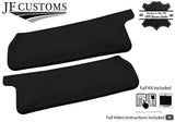 BLACK CROSS STITCH LEATHER 2X SUN VISOR COVERS FOR PEUGEOT 405 87-97 CUSTOM NEW