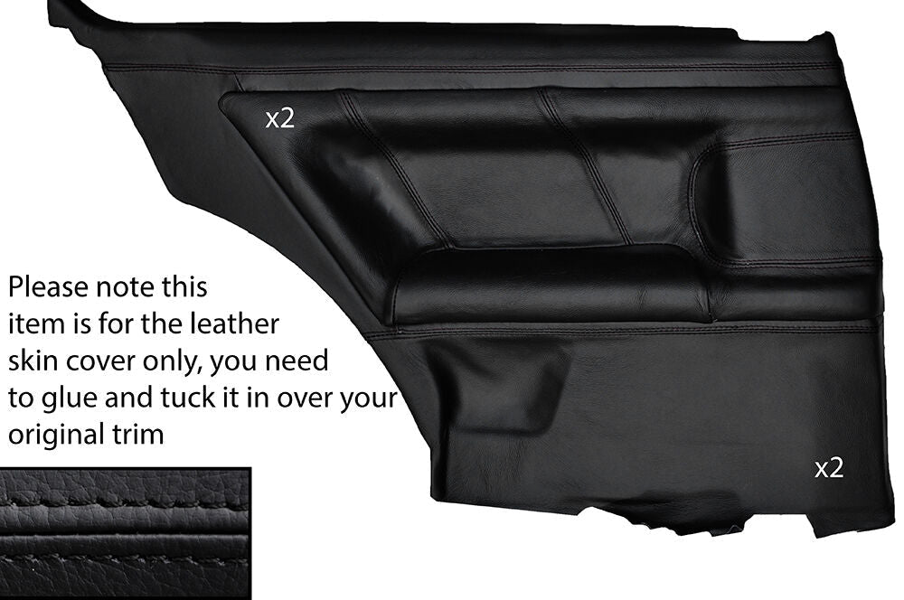BLACK STITCHING 2X FULL REAR DOOR CARD TRIM SKIN COVER FITS AUDI TT COUPE 98-06