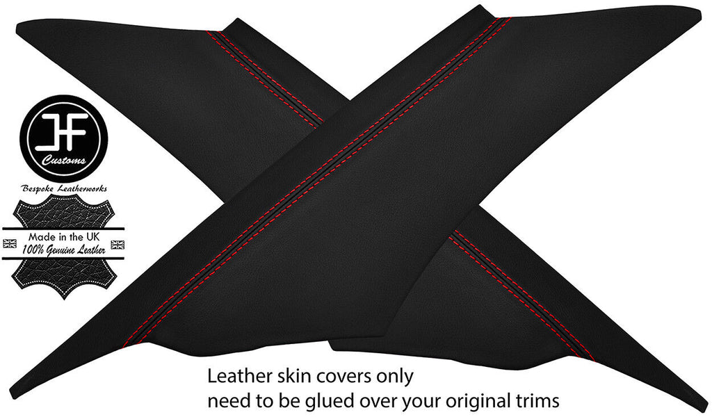 RED STITCH 2X REAR C PILLAR LEATHER COVERS FITS BMW 5 SERIES E60 03-11 SALOON