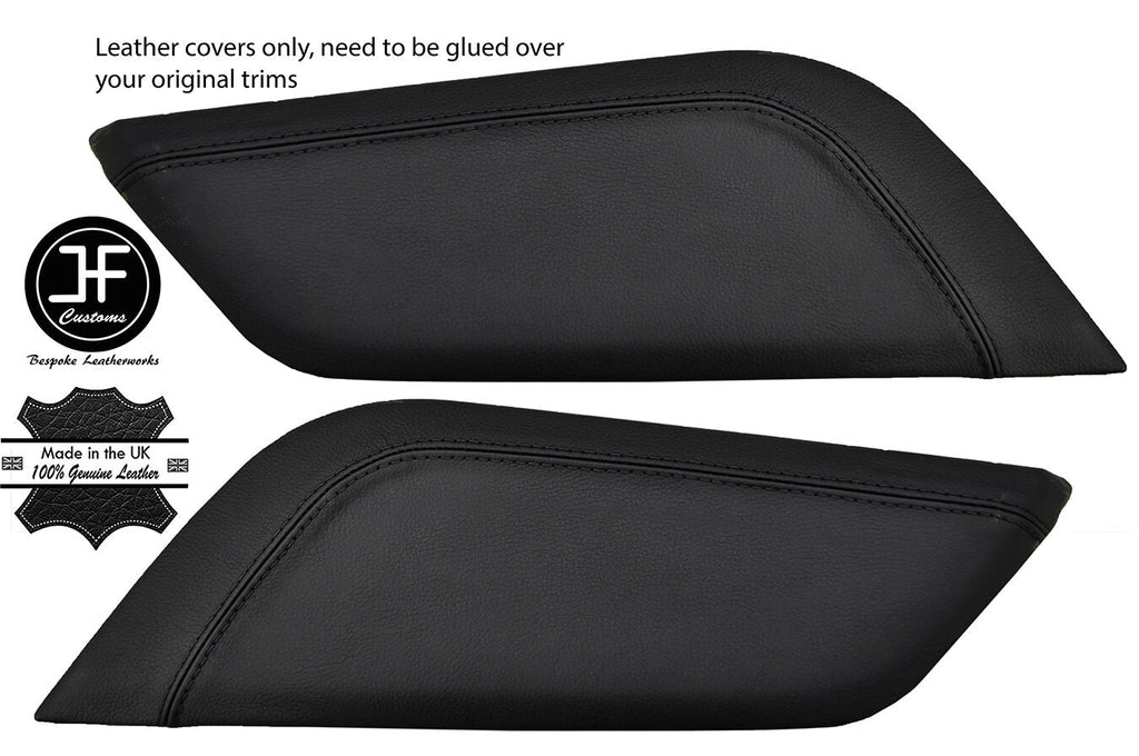BLACK STITCH 2X CENTRE CONSOLE KNEE PADS LEATHER COVERS FITS FORD MUSTANG 15-17