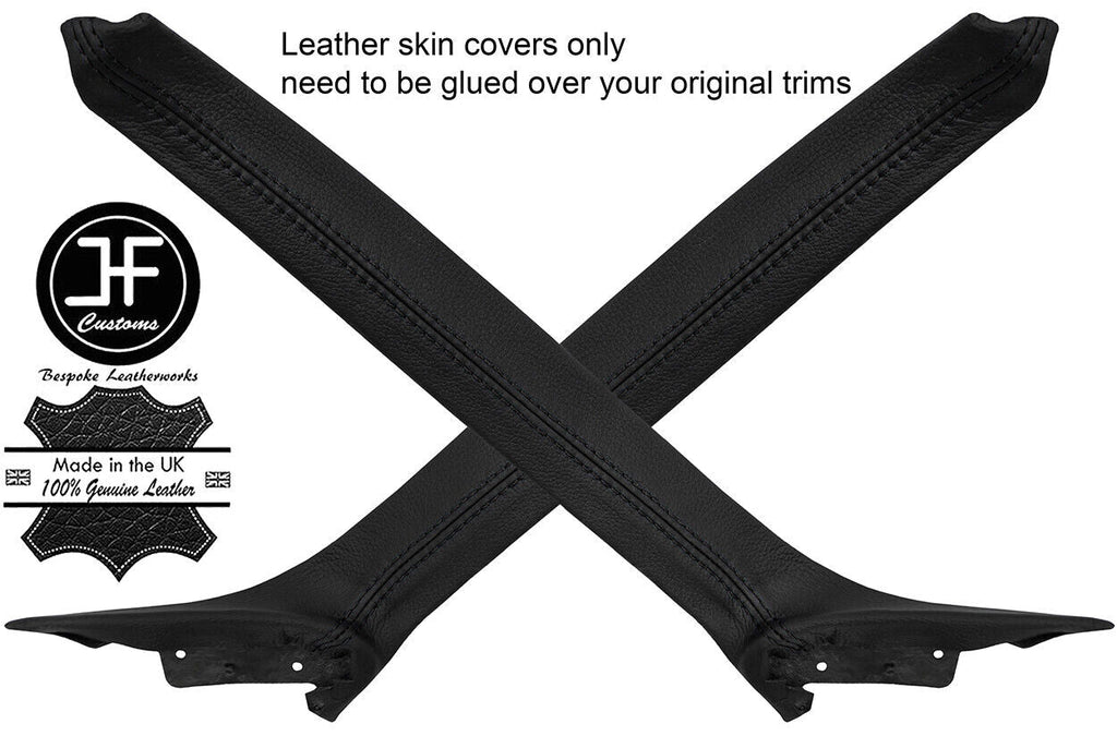 BLACK STITCH 2X A PILLAR LEATHER COVERS FOR JAGUAR DAIMLER SOVEREIGN MK2 73-79
