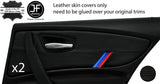 BLACK STITCH TRI STRIPE 2X REAR DOOR CARD TRIM LEATHER COVERS FOR BMW E87 04-12