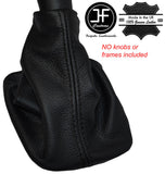 BLACK STITCHING MANUAL LEATHER GEAR GAITER FITS PEUGEOT 1007 2005-2009