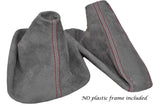 RED STITCH GRAPHITE SUEDE GEAR HANDBRAKE GAITER FOR BMW 3 SERIES E36 E46
