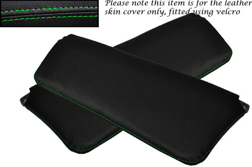 GREEN STITCHING FITS FORD ESCORT MK1 2X SUN VISORS LEATHER SKIN COVERS ONLY