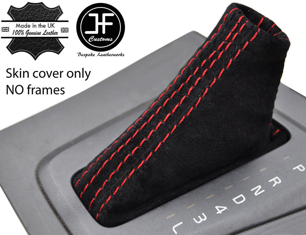 RED STITCH REAL SUEDE AUTO AUTOMATIC GEAR GAITER FITS VOLVO V70 S60 2000-2004