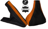 BLACK & ORANGE LEATHER GEAR & HANDBRAKE GAITER FITS VAUXHALL  CORSA D 2006-2014