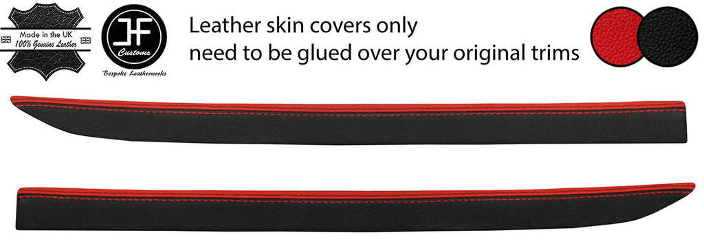 BLACK RED 2X A PILLAR REAL LEATHER COVERS FOR SMART FORTWO 450 1998-2007