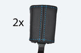 blue stitch FITS SMART FORTWO 99-2007  FRONT SEAT BELT STALK LEATHER COVERS
