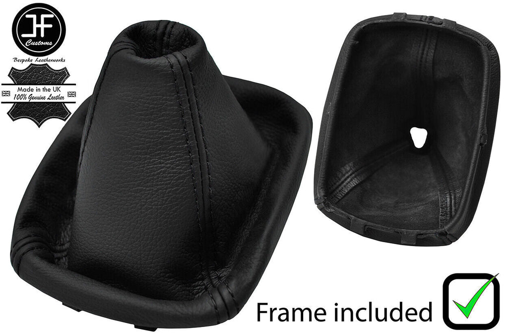 BLACK STITCH LEATHER MANUAL GEAR GAITER + PLASTIC FRAME FITS SKODA SUPERB 02-08
