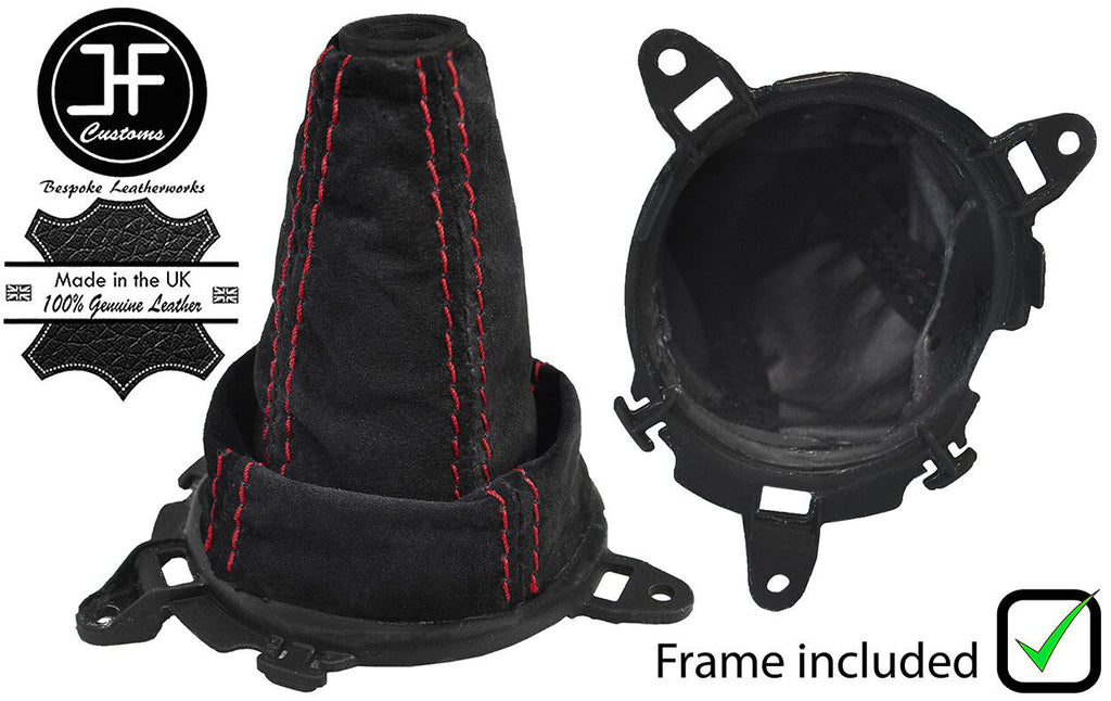 RED STITCH SUEDE GEAR + PLASTIC FRAME + RING FOR HONDA CIVIC TYPE R FN2 06-12