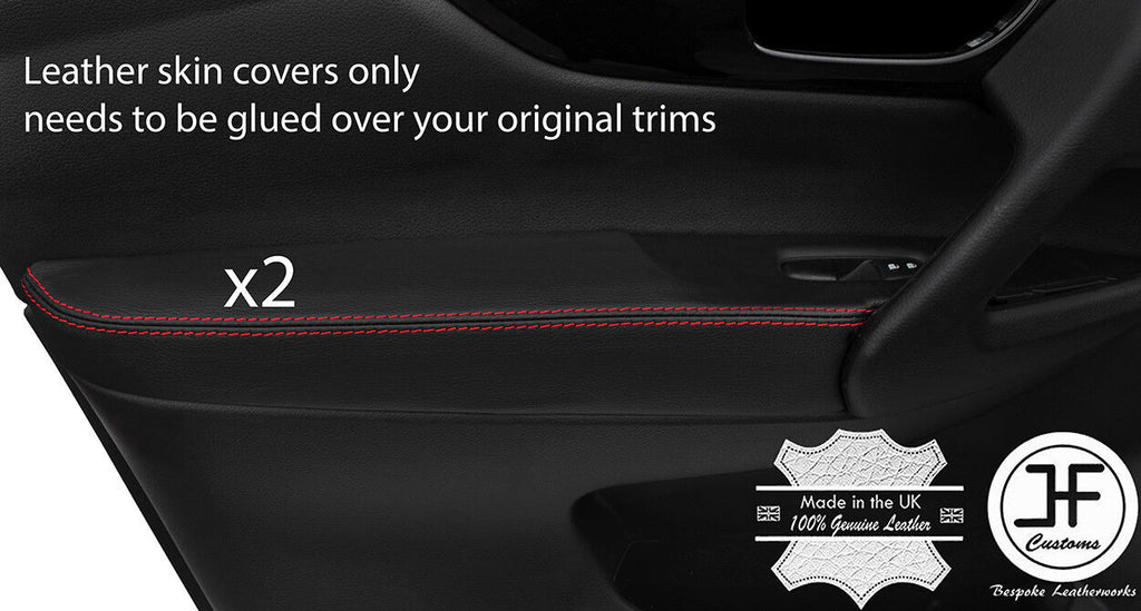 RED STITCH 2X FRONT DOOR ARMREST REAL LEATHER COVERS FITS QASHQAI J11 13-18