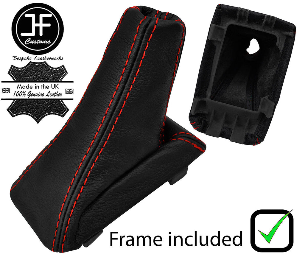 RED  STITCH LEATHER GEAR GAITER+PLASTIC FRAME FITS TOYOTA COROLLA G6 G6R 97-00