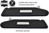 PURPLE STITCH 2X SUN VISOR LEATHER COVER FOR VW T5 TRANSPORTER 2 MIRROR CUTOUT