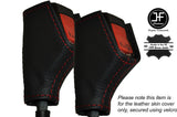 RED STITCHING 2X FRONT SEAT BELT LEATHER SKIN COVERS FITS ASTON MARTIN AMV8