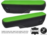 BLACK & GREEN LEATHER 2X SEAT ARMREST COVERS FITS FORD TRANSIT MK7 2006-2013