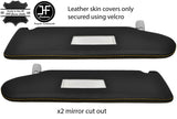 YELLOW STITCH 2X SUN VISOR LEATHER COVER FOR VW T5 TRANSPORTER 2 MIRROR CUTOUT