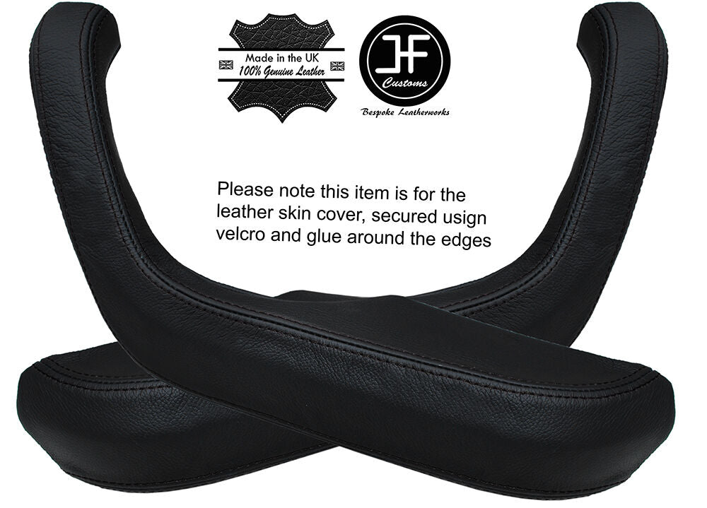 BLACK STITCH 2X FRONT DOOR HANDLE ARMREST COVERS FITS BMW 5 SERIES E28 81-87