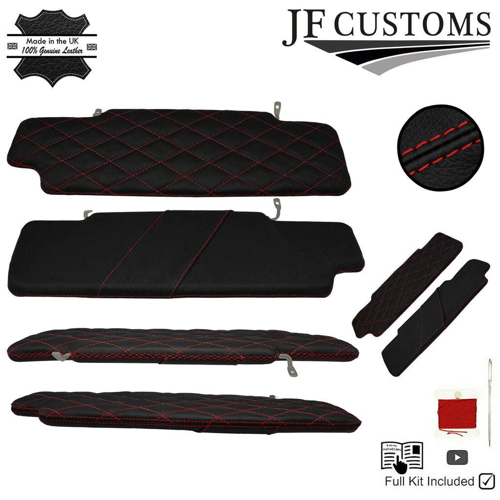 JF2 D RED CROSS DIAMOND STITCH 2X SUN VISOR COVERS FOR LAND ROVER DEFENDER 07-14