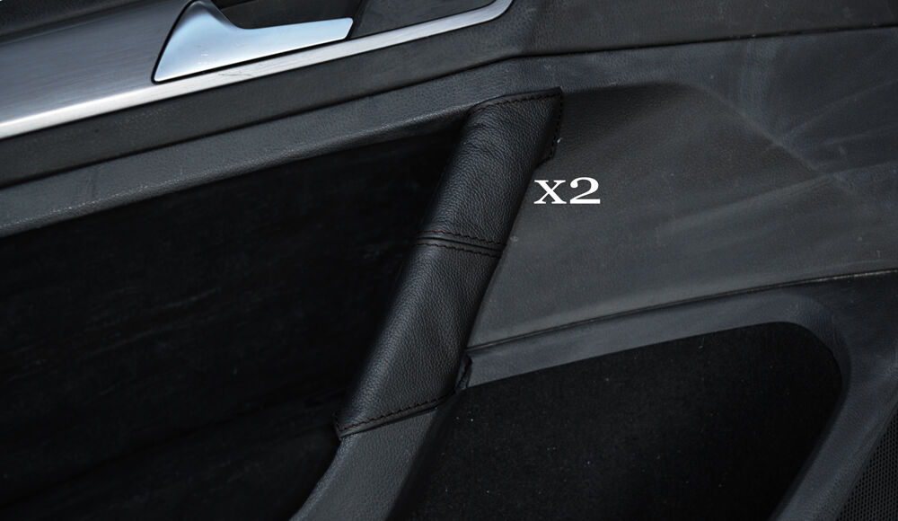 BLACK STITCH 2X FRONT DOOR HANDLE SKIN COVERS FITS VW GOLF MK7 VII JETTA 13+