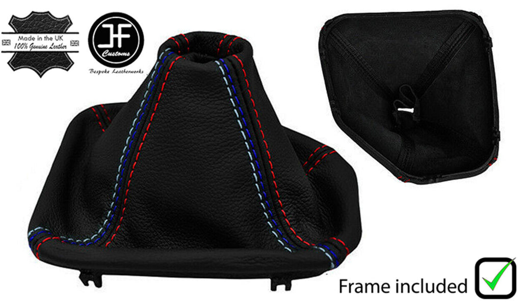 RED & TRI STITCH LEATHER GEAR GAITER+PLASTIC FRAME FITS BMW 5 SERIES E39 95-03