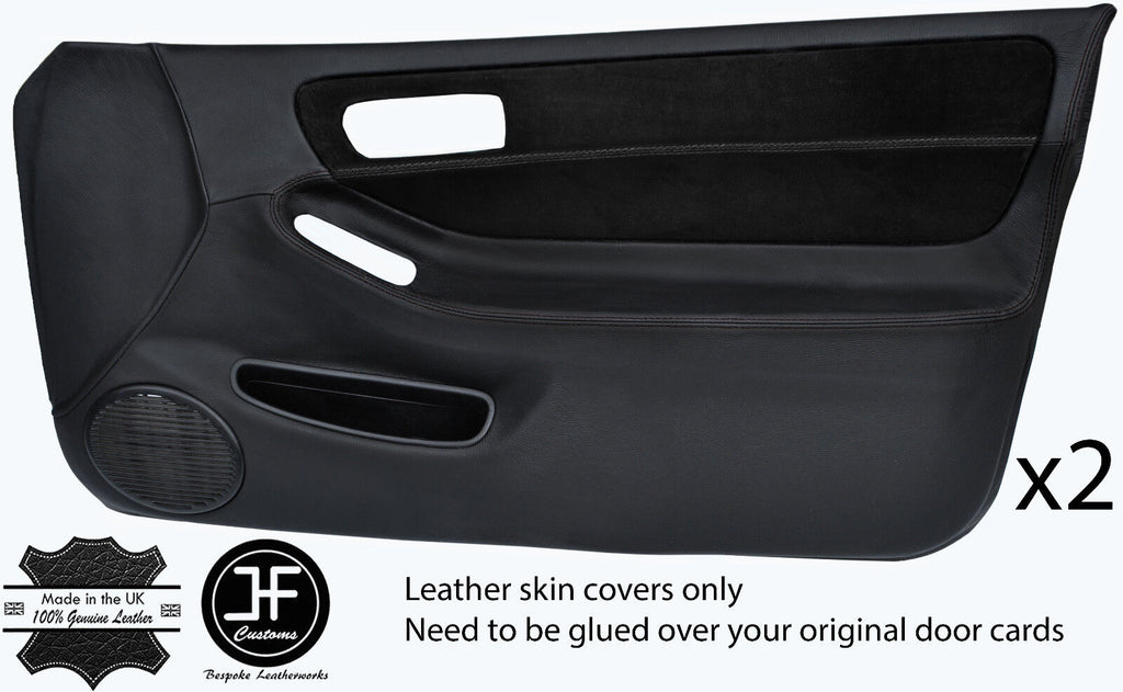 BLACK STITCH 2X FULL DOOR CARD LEATHER&SUEDE COVER FOR ACURA INTEGRA DC2 93-01