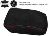 RED STITCH REAL SUEDE ARMREST LID COVER FOR VW T-ROC 2018-2020 CUSTOM NEW
