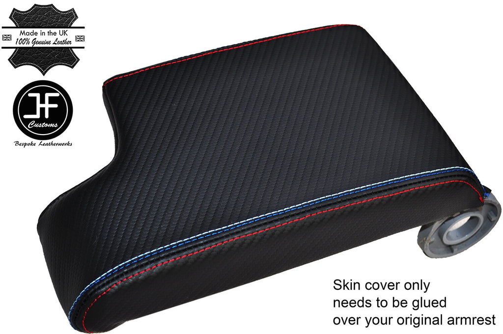 TRI STITCHING CARBON FIBER VINYL ARMREST COVER FITS BMW 3 SERIES E46  1999-2005