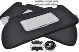 BLACK STITCH 2X SUN VISORS REAL LEATHER COVERS FITS NAVARA NP300 D23 2015-2017