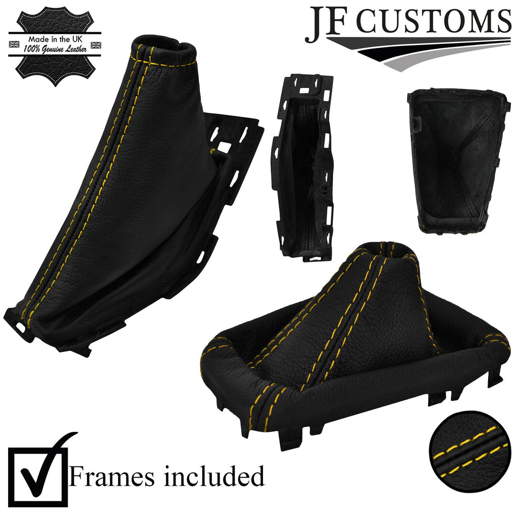 YELLOW STITCH LEATHER GEAR + HANDBRAKE + PLASTIC FRAMES FOR FORD FOCUS 14-18