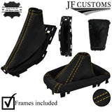 YELLOW STITCH LEATHER GEAR + HANDBRAKE + PLASTIC FRAMES FOR FORD FOCUS 14-18